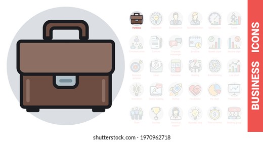 Briefcase or portfolio icon. Simple color version from a series of business icons