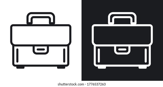 Briefcase or portfolio icon. Simple two-tone vector illustration on black and white background