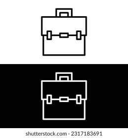 Briefcase portfolio outline icon, vector isolated symbol on white and black background