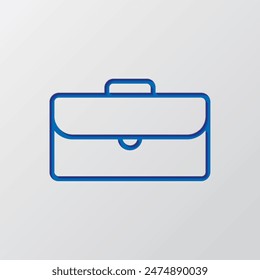Briefcase, portfolio simple icon vector. Flat design. Paper cut design. Cutted blue symbol with shadow. Gray background.ai