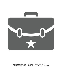 Briefcase, portfolio, suitcase icon. Gray vector graphics.
