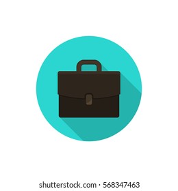 Briefcase portfolio vector icon circle flat logo.