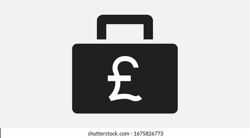 Briefcase with Pound icon. Filled vector icon. Vector illustration icon. Money in suitcase flat icon