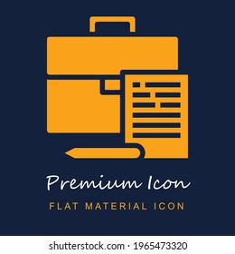 Briefcase premium material ui ux isolated vector icon in navy blue and orange colors