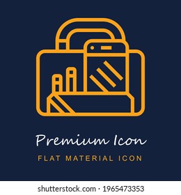 Briefcase premium material ui ux isolated vector icon in navy blue and orange colors