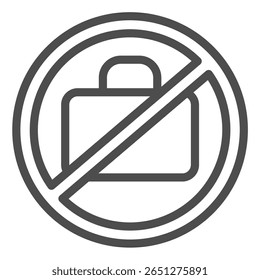 Ícone de porta-arquivos e linha de círculo proibido, conceito de acumulação de dados. Gráficos vetoriais. Bolsa de portfólio proibida, sinal de segurança no fundo branco, ícone de estilo de contorno para design móvel ou web