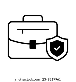Briefcase with protection shield, business protection icon design, business insurance vector