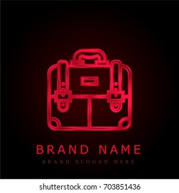 Briefcase red chromium metallic logo