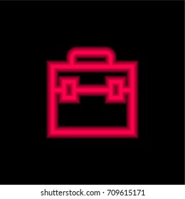 Briefcase red glowing neon ui ux icon. Glowing sign logo vector