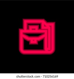 Briefcase red glowing neon ui ux icon. Glowing sign logo vector