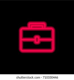 Briefcase red glowing neon ui ux icon. Glowing sign logo vector