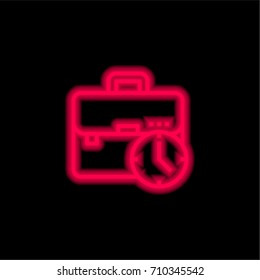 Briefcase red glowing neon ui ux icon. Glowing sign logo vector
