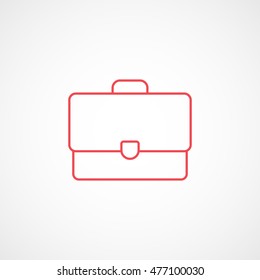 Briefcase Red Line Icon On White Background
