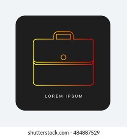 Briefcase Red & Orange gradient attractive line thin icon / logo design