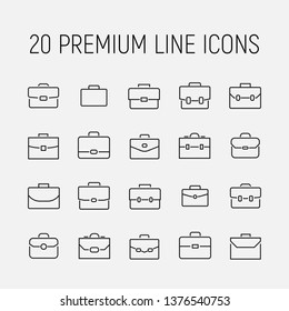 Briefcase related vector icon set. Well-crafted sign in thin line style with editable stroke. Vector symbols isolated on a white background. Simple pictograms
