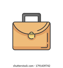Briefcase RGB color icon. School bag. Professional woman suitcase. Man leather bag for office. Businessman luggage for documents. Baggage with lock and handle. Isolated vector illustration