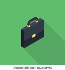 Briefcase right view icon vector isometric. Flat style vector illustration.