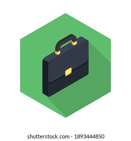 Briefcase right view icon vector isometric. Flat style vector illustration.