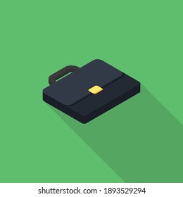 Briefcase right view icon vector isometric. Flat style vector illustration.