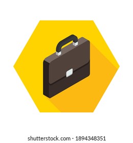 Briefcase right view icon vector isometric. Flat style vector illustration.