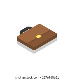 Briefcase right view Shadow icon vector isometric. Flat style vector illustration.