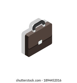 Briefcase right view Shadow icon vector isometric. Flat style vector illustration.