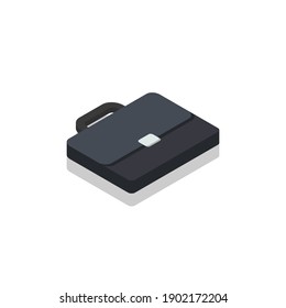 Briefcase right view Shadow icon vector isometric. Flat style vector illustration.