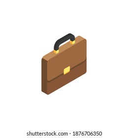 Briefcase right view White Background icon vector isometric. Flat style vector illustration.