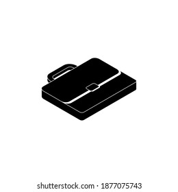 Vista de maletín a la derecha Vector de icono Esquema blanco isométrico. Ilustración vectorial de estilo plano.