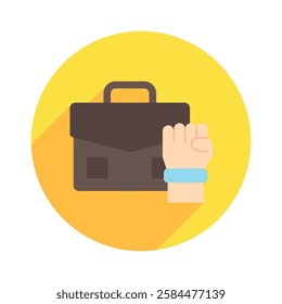 Briefcase rounded flat color icon, mini, small illustration. use for modern concept, print, UI, UX kit, web and app development. Vector EPS 10, related to industrial, business, finance, investment.