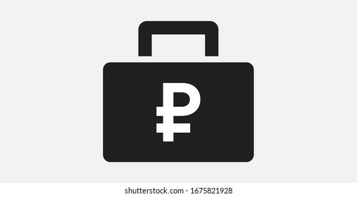 Briefcase with Russian ruble icon. Filled vector icon. Vector illustration icon. Money in suitcase flat icon