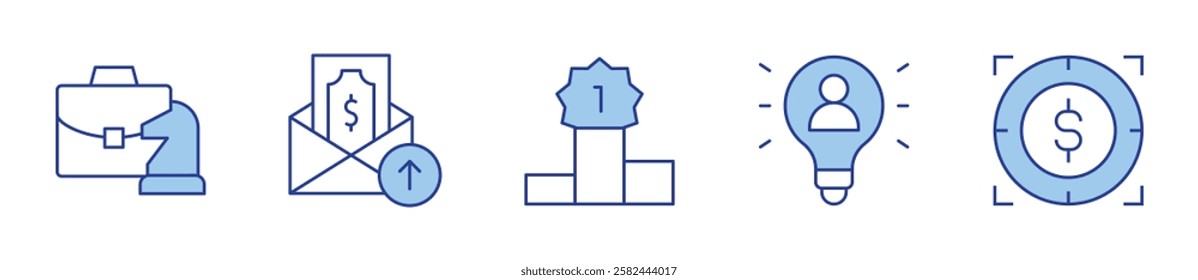 briefcase, salary, winner, user, target. Icon vector illustration. Line Duotone style. Editable stroke.