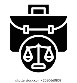 Briefcase With Scales Icon Element For Design