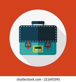 briefcase ,school bag flat icon with long shadow,eps10