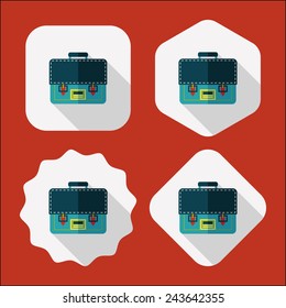 briefcase school bag flat icon with long shadow,eps10