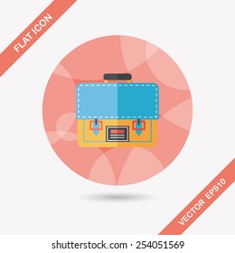 briefcase school bag flat icon with long shadow,eps10