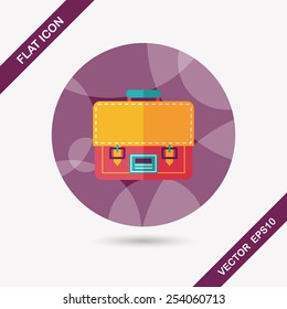 briefcase school bag flat icon with long shadow,eps10