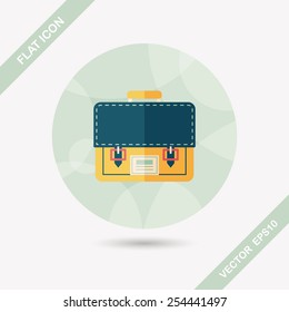 briefcase school bag flat icon with long shadow,eps10
