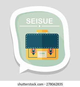 briefcase school bag flat icon with long shadow,eps10