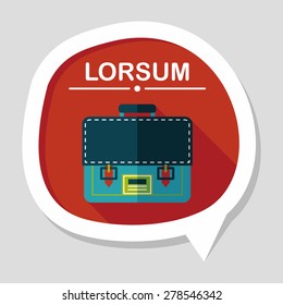briefcase school bag flat icon with long shadow,eps10