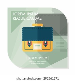briefcase school bag flat icon with long shadow,eps10