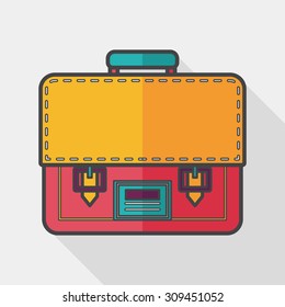 briefcase school bag flat icon with long shadow, eps10
