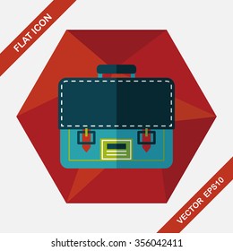 briefcase school bag flat icon with long shadow,eps10