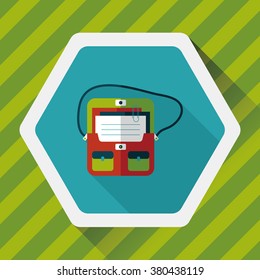 briefcase ,school bag flat icon with long shadow,eps10