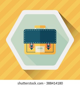 briefcase school bag flat icon with long shadow,eps10
