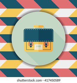 briefcase school bag flat icon with long shadow,eps10