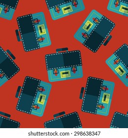 briefcase school bag flat icon,eps10 seamless pattern background