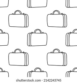 Briefcase seamless pattern doodle outline vector. Texture for background, label, print, packaging, merchandise, book, storefront, poster, fabric, wrapping, textile.