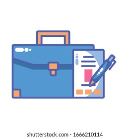 briefcase with seo icons on white background vector illustration design