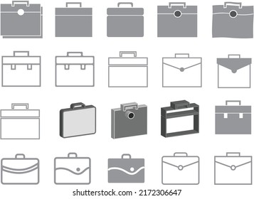 Briefcase set of 20 Icon. Collection of case symbols, vector illustration. Business and management icons.